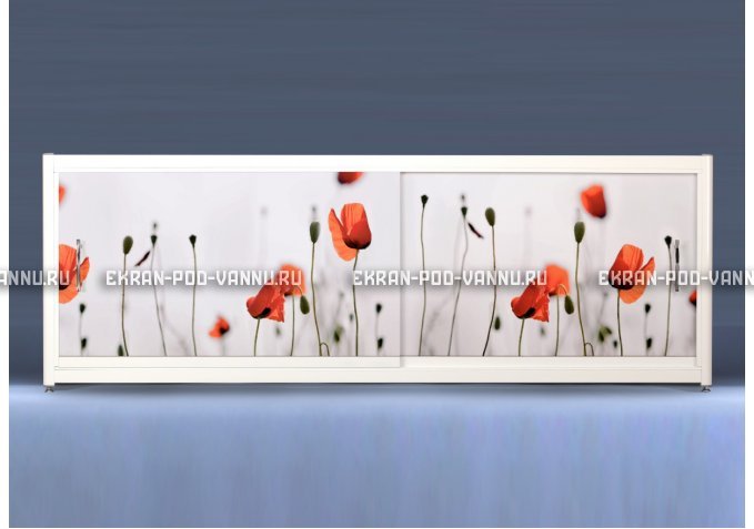 Экран с рисунком EURO-PLEX Маки на роликах – купить по цене 12400 руб. в интернет-магазине картинка 1
