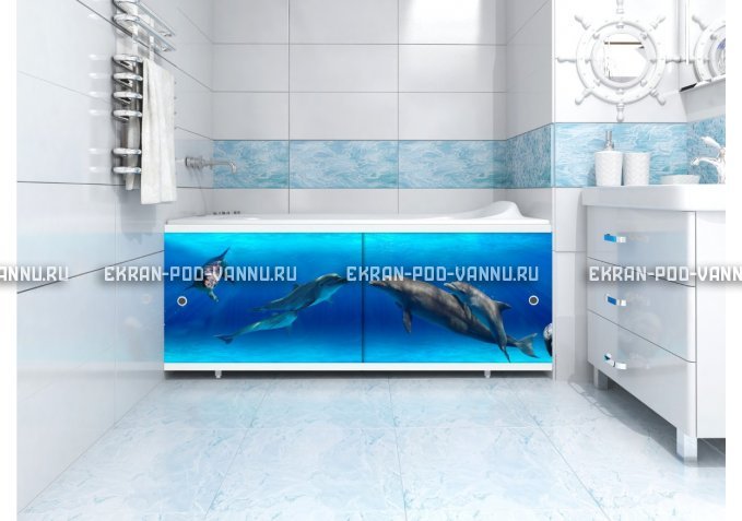 Раздвижной экран МетаКам Ультралегкий 150 и 170 Дельфины – купить по цене 1590 руб. в интернет-магазине картинка 1