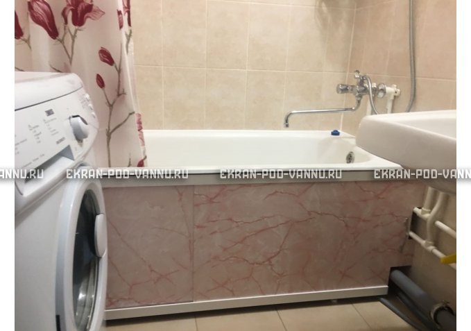 Экран для ванной EUROPLEX Универсал розовый мрамор под трубы картинка 1